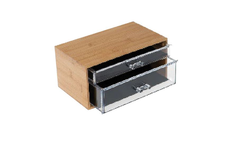 Seymours Lyra Bamboo Storage with Clear 2 Drawer Storage