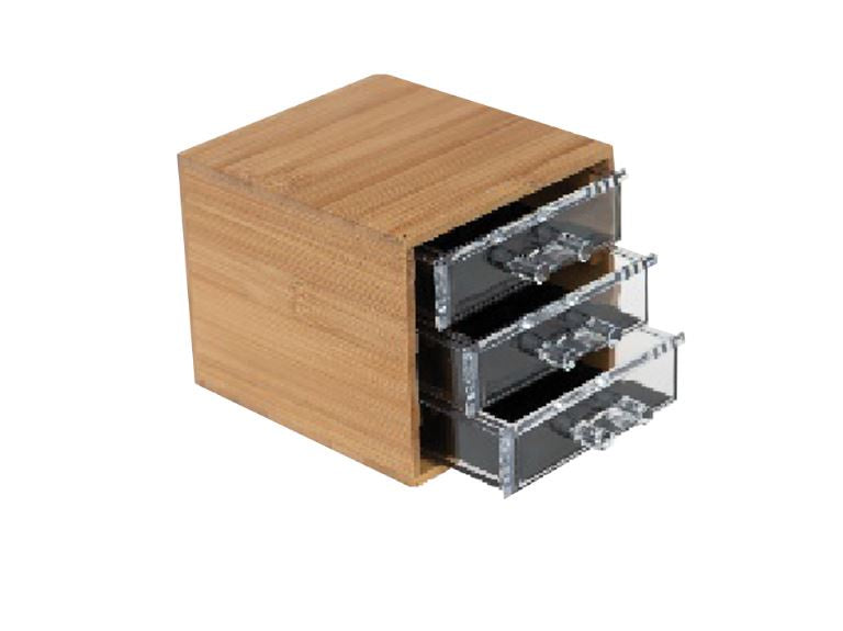 Seymours Lyra Bamboo with Clear 3 Drawers Storage