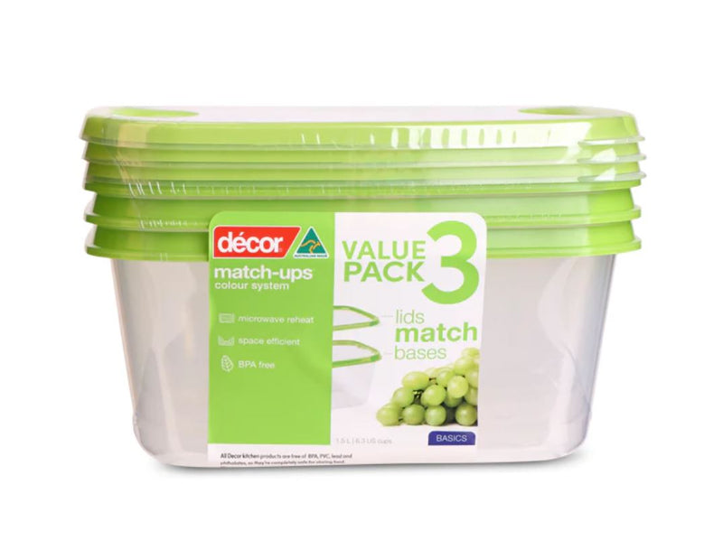 Décor Match-ups™ Basics 1.5L Food Container (3-Pack)