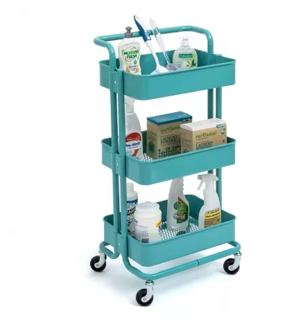 Trolley 3 Tier Steel Aqua