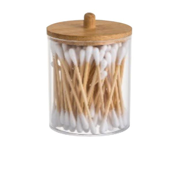 Seymours Lyra Round Cotton Swap Storage with Bamboo Lid