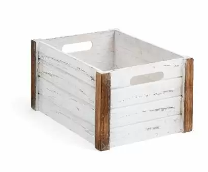 Wooden Box White with Brown Edge - Small