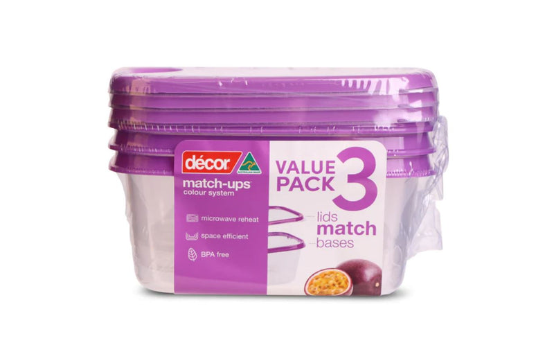 Décor Match-Ups Basics Oblong Purple 500ml 3pk