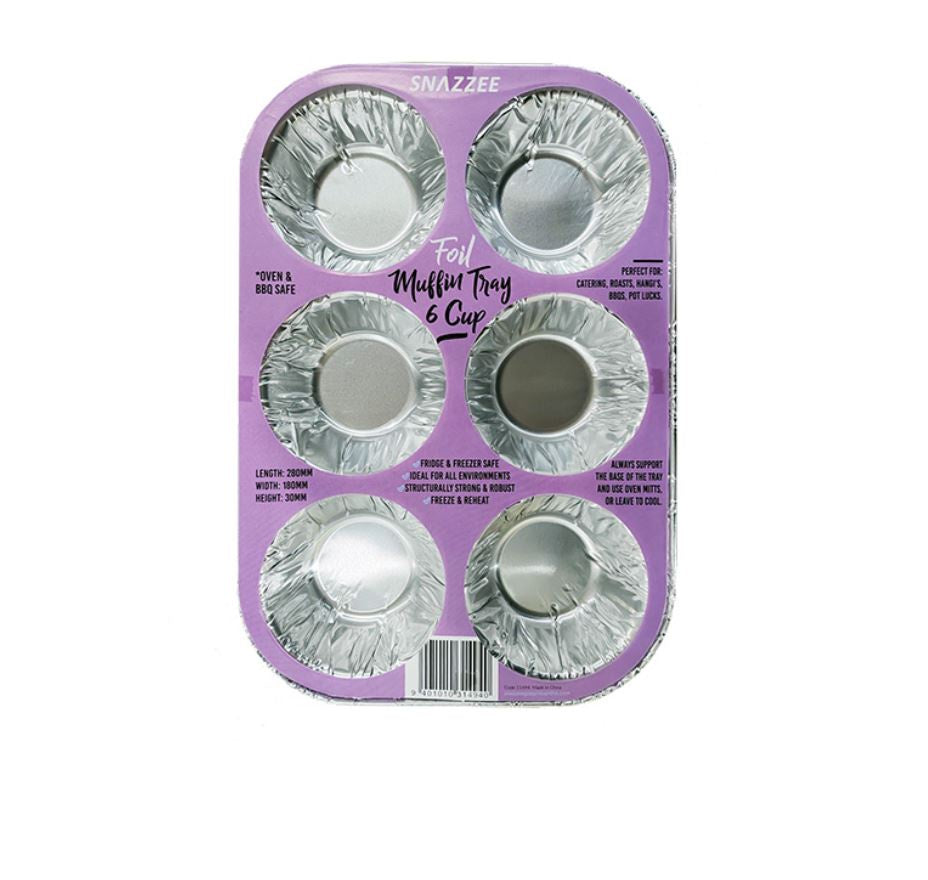 Snazzee Foil 6 Cup Muffin Tray in SRT