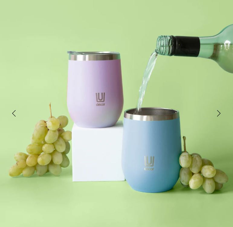 Décor® Double Wall Reusable Wine & Coffee Cup – 350ml (Assorted Colors)