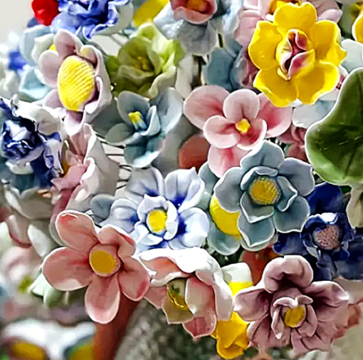 Ceramic Flower on Metal Stick - Single