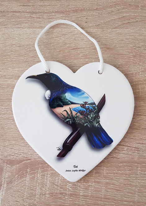 Ceramic Hearts Wall Hanging W Cork Backing NZ Modern