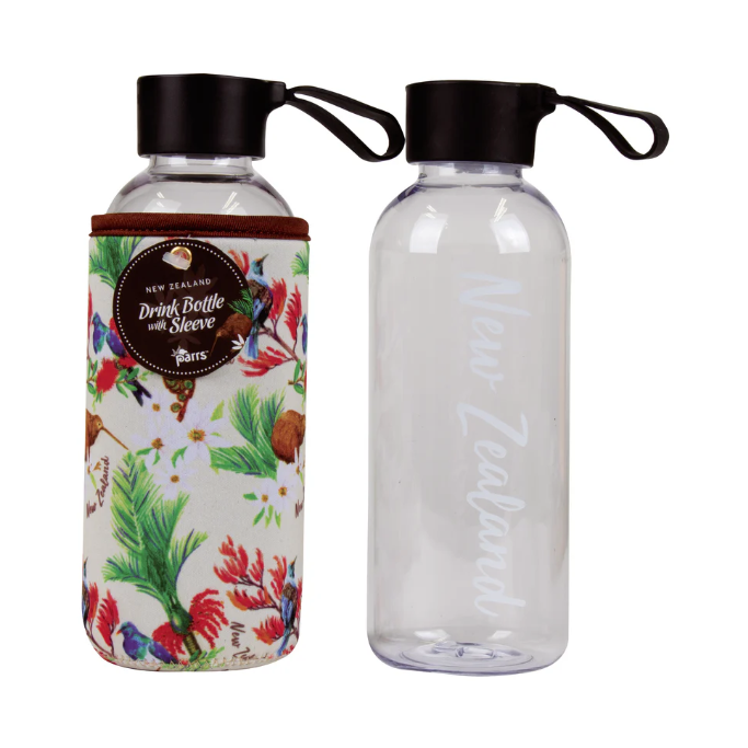 Drink Bottle 600ml W Sleeve - Birds Flower Beige