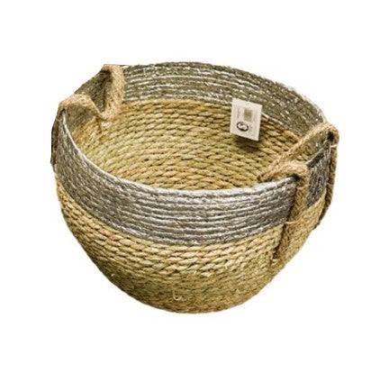 Seagrass Planter Baskets - Silver Single