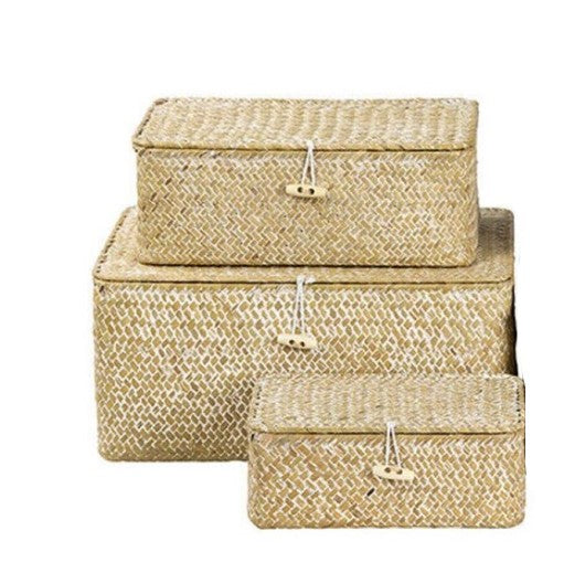 Seagrass Rectangle Box W Lid - Single Assorted Sizes