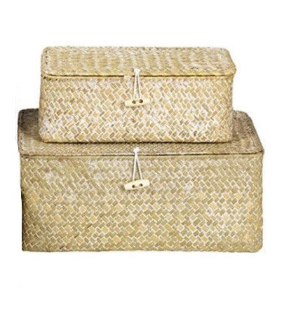 Seagrass Rectangle Box W Lid - Single Assorted Sizes