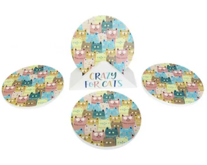 Coasters Set of 4 - Cat Round