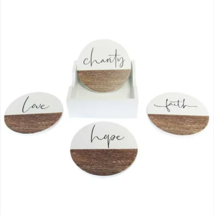 Coasters Set of 4 - Faith Round