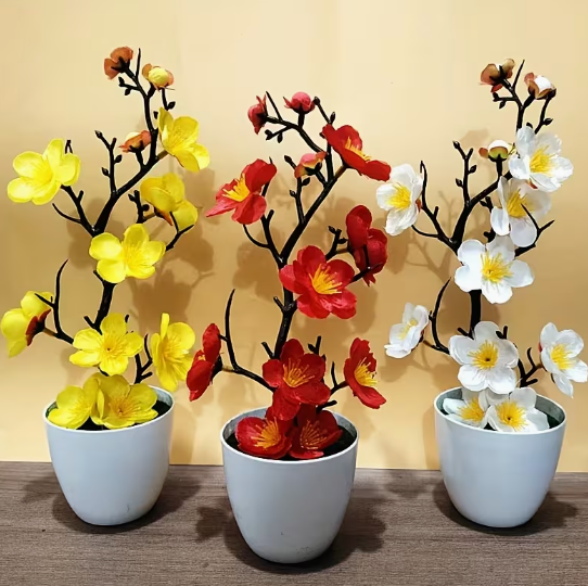 Artificial Flowers in White Pot