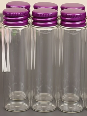 20ml Tall Glass Bottle W Purple Lid