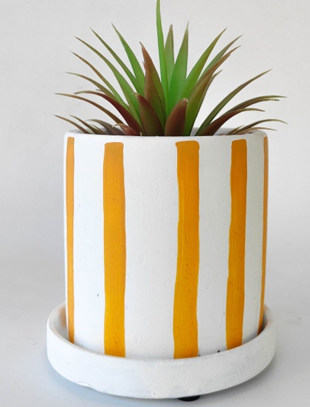 Julia Stripe Planter with Saucer