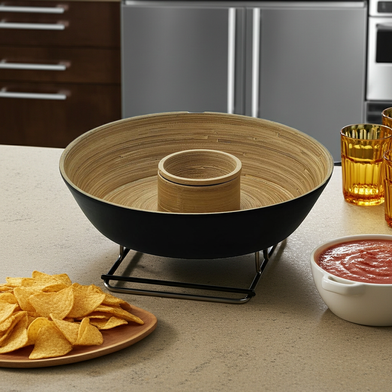 Kates Round Bamboo Chip & Dip Tray 33cm