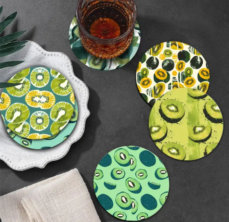 Kiwifruit Coasters Set of 6 Acrylic