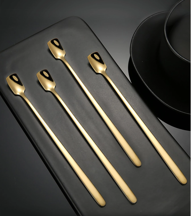 Long Handled Gold Spoon SS