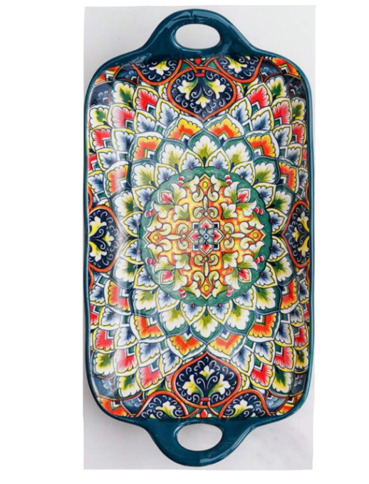 Bohemian Bowl/Platter Green W Print