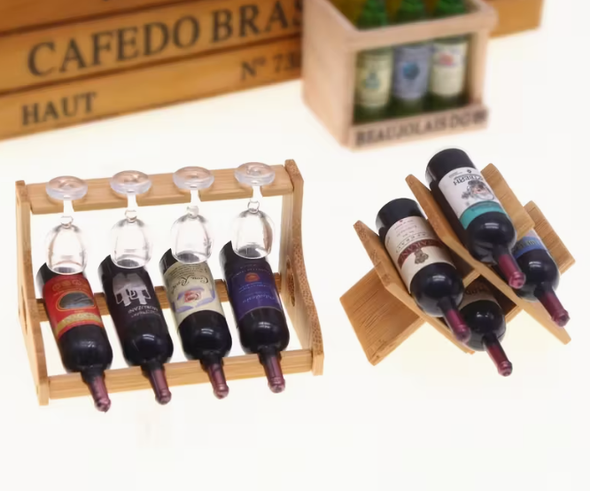 Mini Wine Rack W Bottles