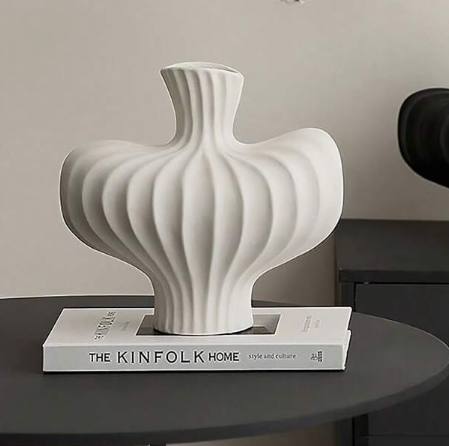 White Shaped Vase Plastic