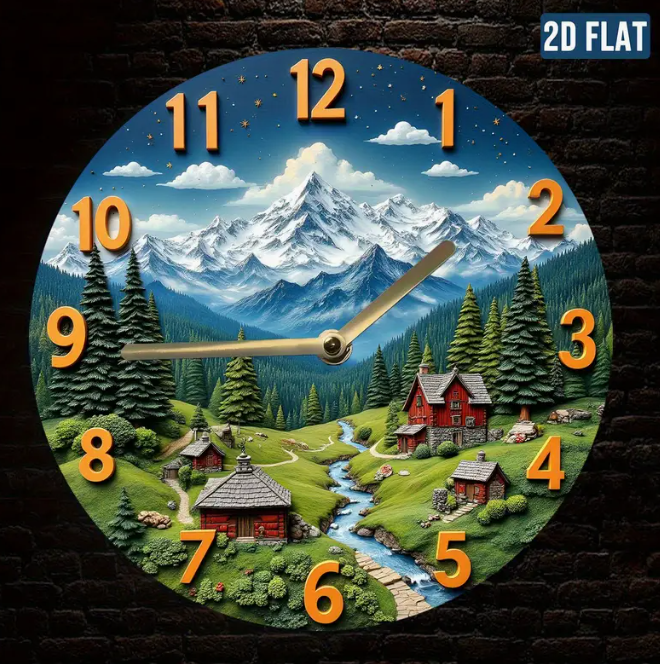 Nordic Mountain Landscape Clock