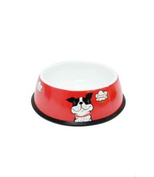 Dog Bowl W Dog Face Print 400ml