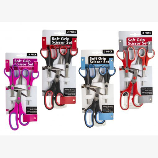 Scissors, Soft Grip, Pack of 3