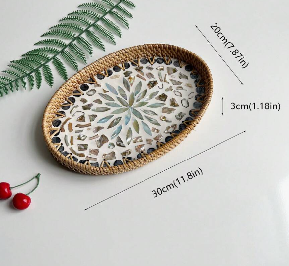 Rattan Oval Shell Tray 30cm