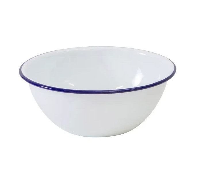 Falcon Enamel Noodle Bowl 16cm White W Blue Rim