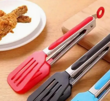 Stainless Steel Silicone Red Tongs