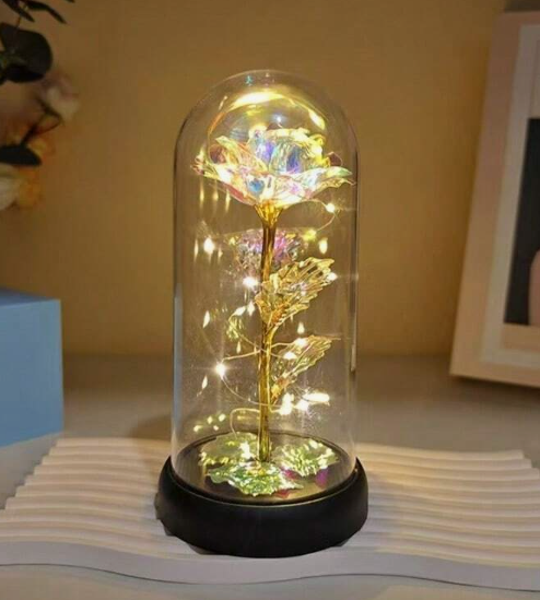 Light Up Rose In Glass Dome