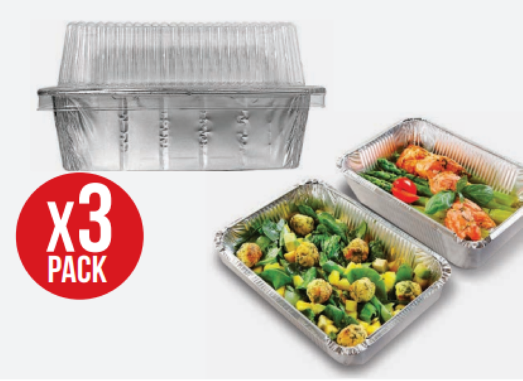 3Pk Small Foil Trays With Lid