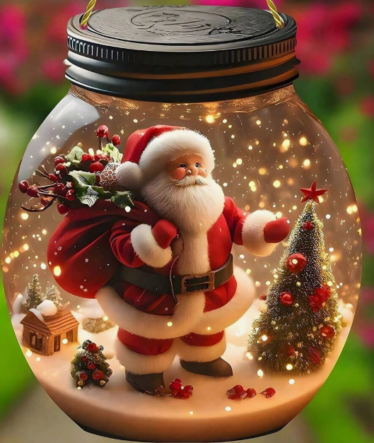 Santa Suncatcher in Mason Jar