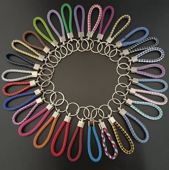 Macaron Woven Faux Leather Keychain