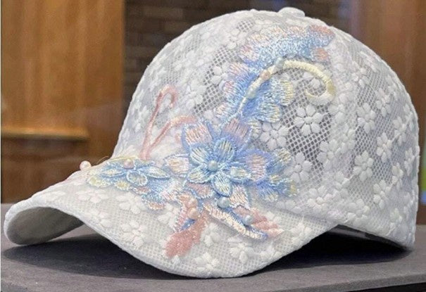 Floral Embroidered Mesh Women's Baseball Cap