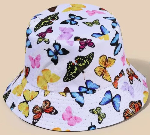 Butterfly Print Reversible Bucket Hat