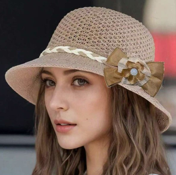 Women's Knitted Wide Brim Straw HAT