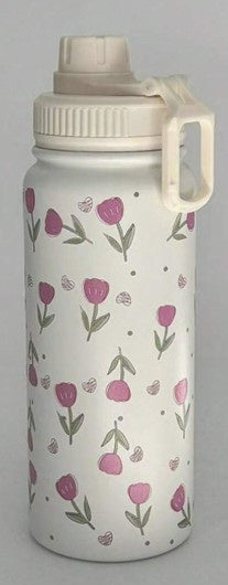 Pink Tulip S/Steel Vacuum Water Bottle