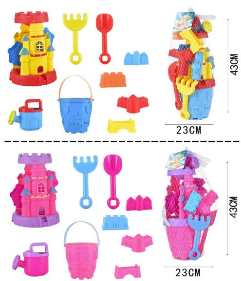 9Pcs Beach Playset - Blue/Pink