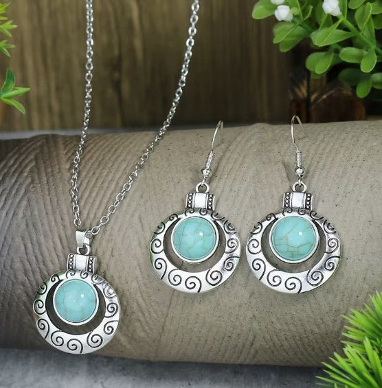 3pc Earring & Necklace Set - Turquoise