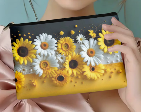 Sunflower Travel Polyester Cosmetic Bag