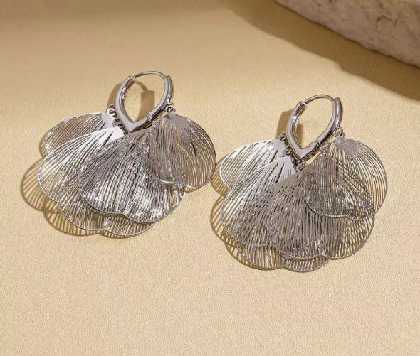 Hollow Metal Flower Petal Earrings