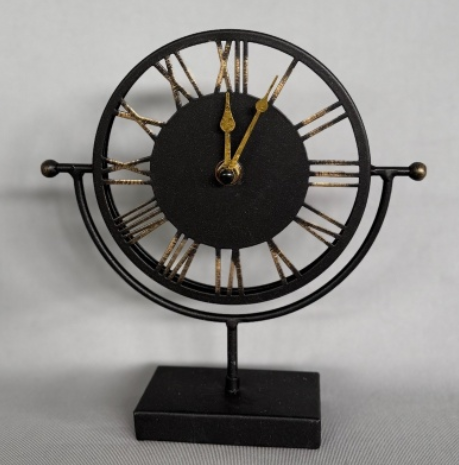 Black & Gold Mantel Clock 20x20cm