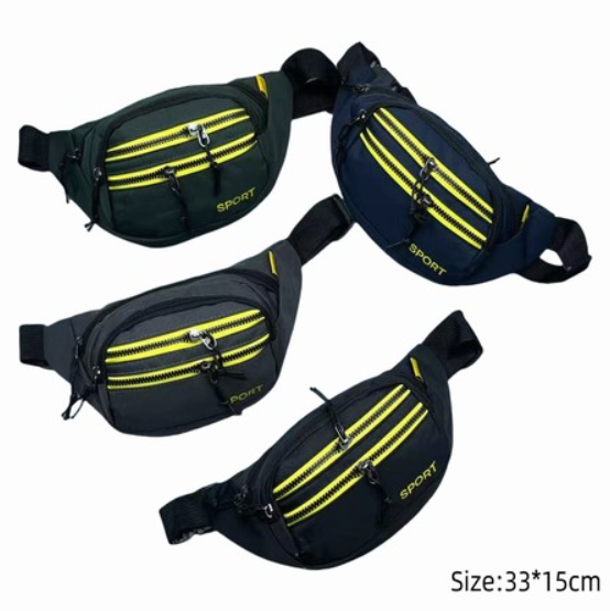 Waist Bag W 5-Zipper Pockets (33x15cm)