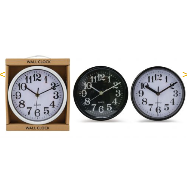 Clock Black & White Face 20cm