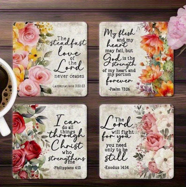 4pc Wooden Coaster Set Square
