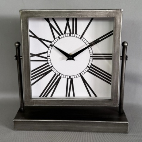Gunmetal Grey Mantel Clock 24x24cm