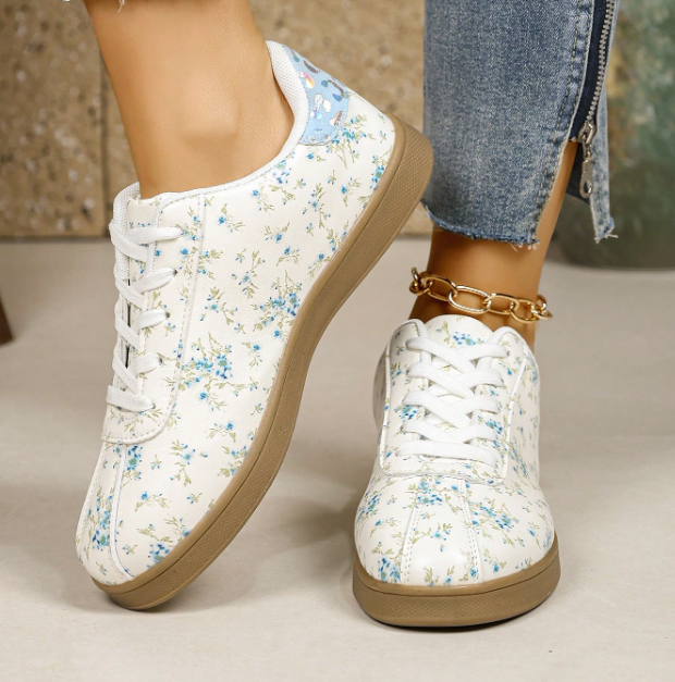 Women's Lace-Up Sneakers Floral